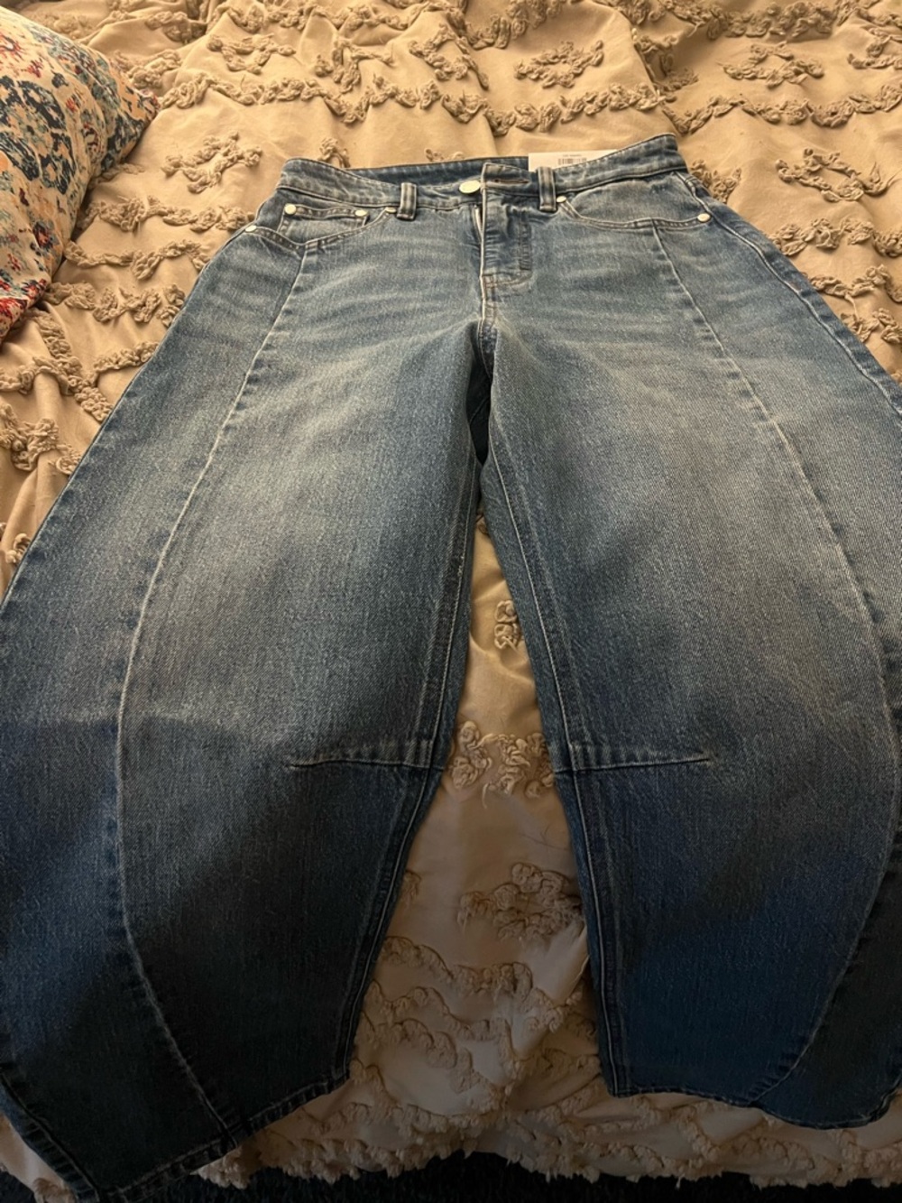 On 34tb barrel cropped jeans from Macy’s.